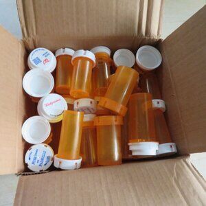 Lot of 24 Empty Prescription RX Pill Plastic Bottles for Crafts and Hobbies